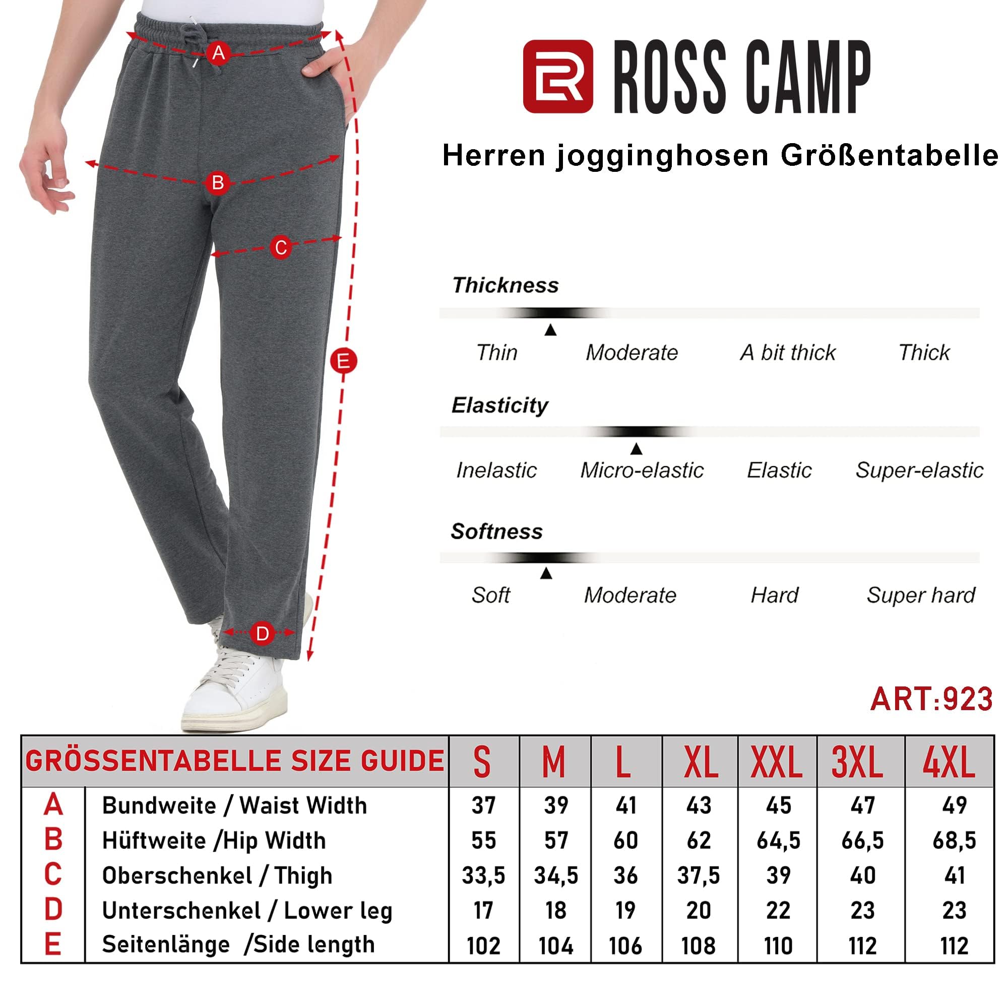 ROSS CAMP Jogginghose Herren – Sporthose Lang Baumwolle, Freizeithose Trainingshose, Sweatpants Jogger, Laufhose Breite Modern
