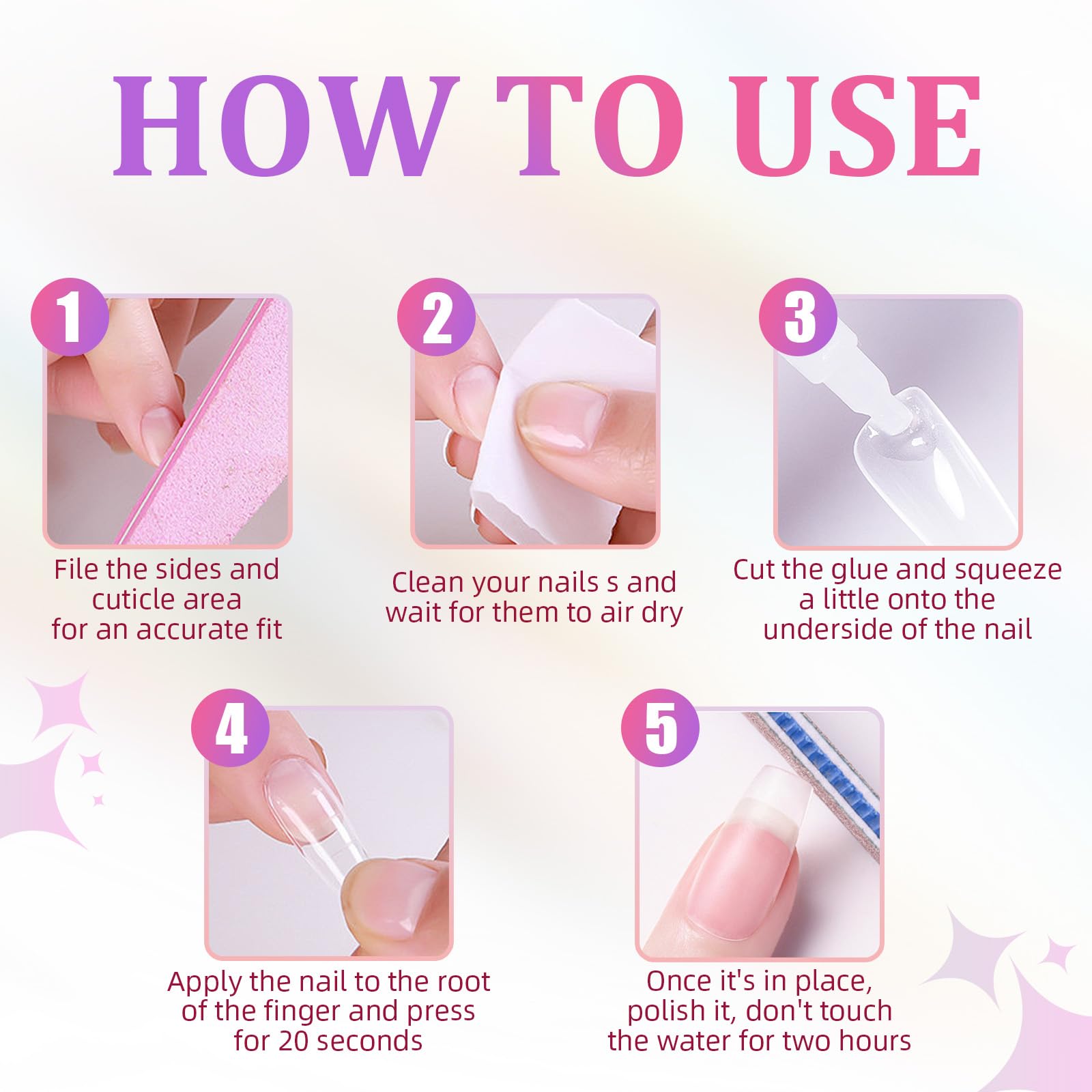 Halloween Press on Nails Square Fake Nails Acrylic Nails Kit with Black Cat Pattern Design Full Cover Artificial False Nails Medium Glue on Nails for Women Girls 24Pcs - Image 6