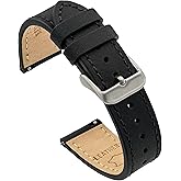 Benchmark Leather Watch Band - Crazy Horse Leather Watch Straps for Men & Women - Stainless-Steel Buckle & Quick Release Spring Bars - Choice of Color - 18mm, 20mm, or 22mm Widths