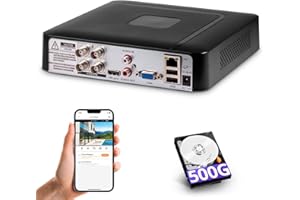 Fuers 4CH CCTV Security 5MP Surveillance Video Recorders DVR 6-in-1 Hybrid&AI,4 Channel Recorder Remote Digital Video Recorde