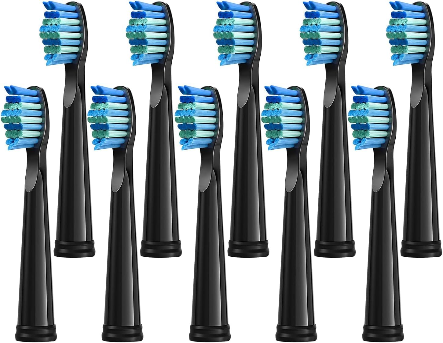 Photo 1 of 10 Pack Toothbrush Replacement Heads Compatible with Fairywill FW-D1/D3/D7/D8/507/508/551/917/959, Gloridea, Sboly, WOVIDA, YUNCHI Sonic Electric Toothbrushes - Black