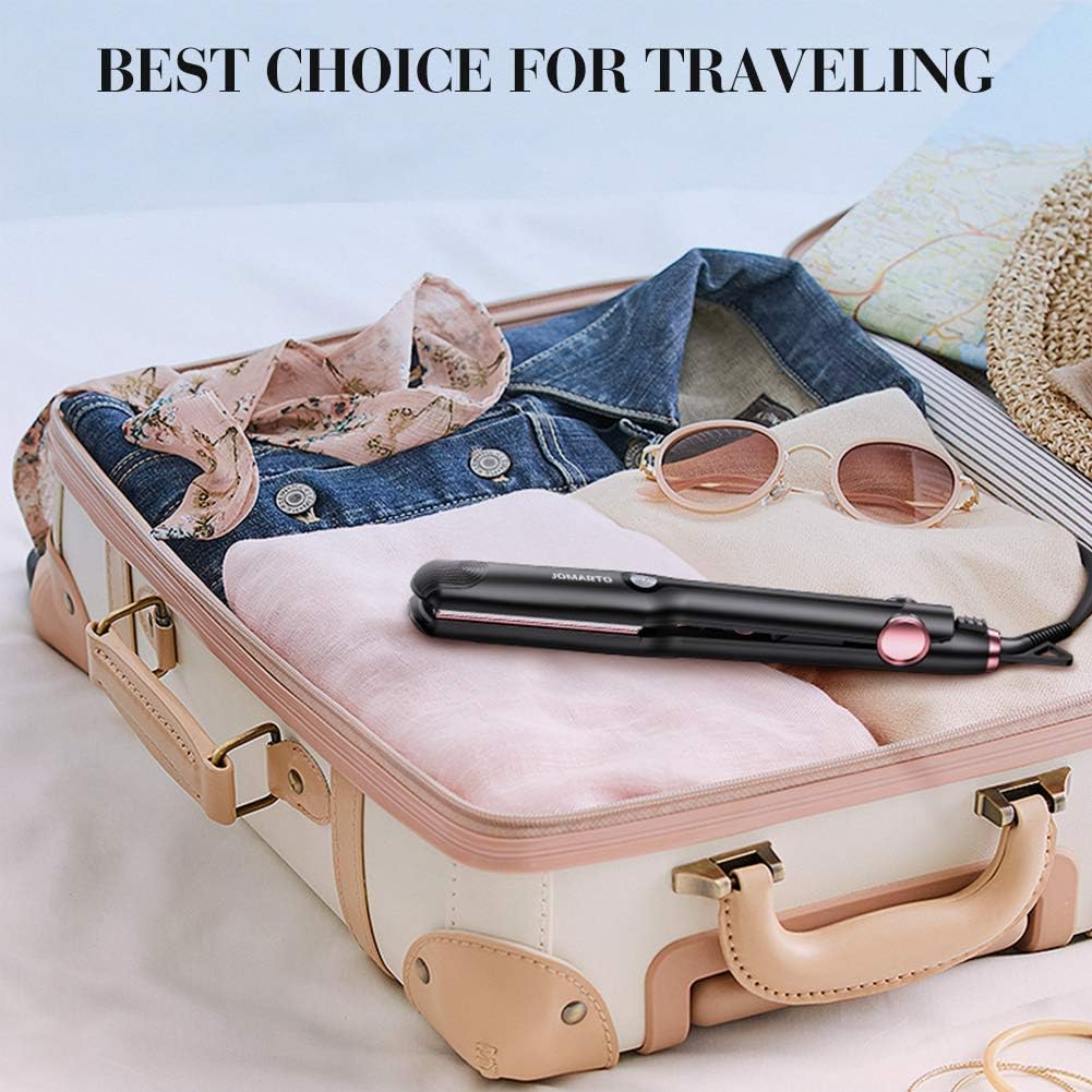 Hair Straightener Flat Iron, 2 in 1 Straightener and Curler, JOMARTO Hair Straightening Iron with Ceramic Plate, LCD Display and Adjustable Temperature, Heats Up Fast, Suitable for All Hair Types: Health & Personal Care