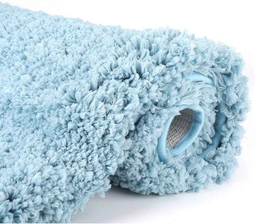 Bathroom Rugs Microfiber Plush Bath Mat Machine Washable, Slip Resistance Rubber and Absorbency Bath Rugs for Bathroom Floor, Door and Sink, Rectangular Floor Mat,Blue,32"x 20"
