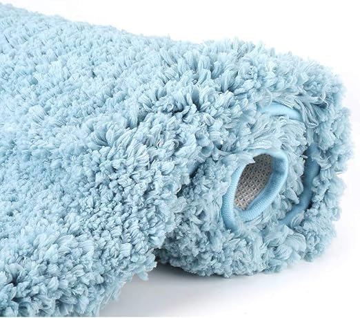 Amazon Com Bathroom Rugs Microfiber Plush Bath Mat Machine Washable Slip Resistance Rubber And Absorbency Bath Rugs For Bathroom Floor Door And Sink Rectangular Floor Mat Blue 32 X 20 Home Kitchen