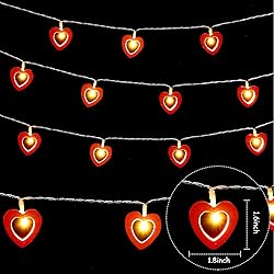 Mudder Valentine‘s Day Wooden Heart String Lights