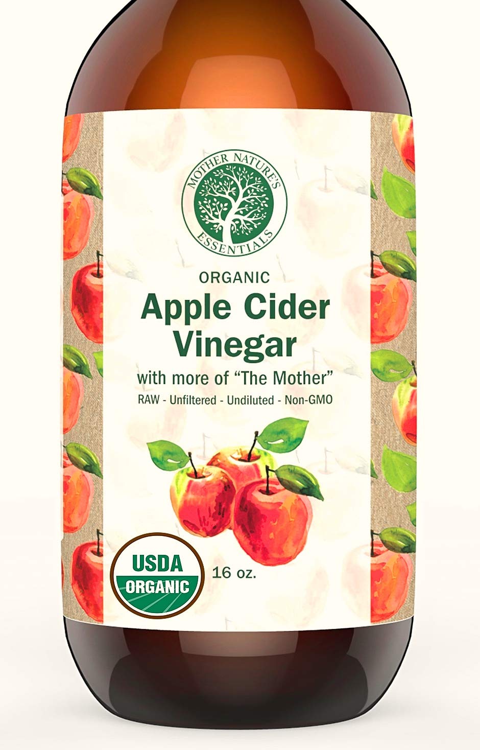 Apple Cider Vinegar Organic USDA, 6 Acidity, Pure, Undiluted, Raw
