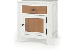 Child Craft Ocean Grove 1 Drawer Nightstand for Nursery or Bedroom, Large Storage Drawer, Made of Sturdy Pinewood, Non-Toxic, Baby Safe Finish (White/Brown)