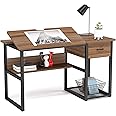 Tribesigns Drafting Table with Storage Drawers, Drawing Computer Desk Artist Craft Table Painting Desk Workstation with Shelves and Tiltable Tabletop for Students, Home Office