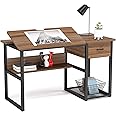 Tribesigns Drafting Table with Storage Drawers, Drawing Computer Desk Artist Craft Table Painting Desk Workstation with Shelv