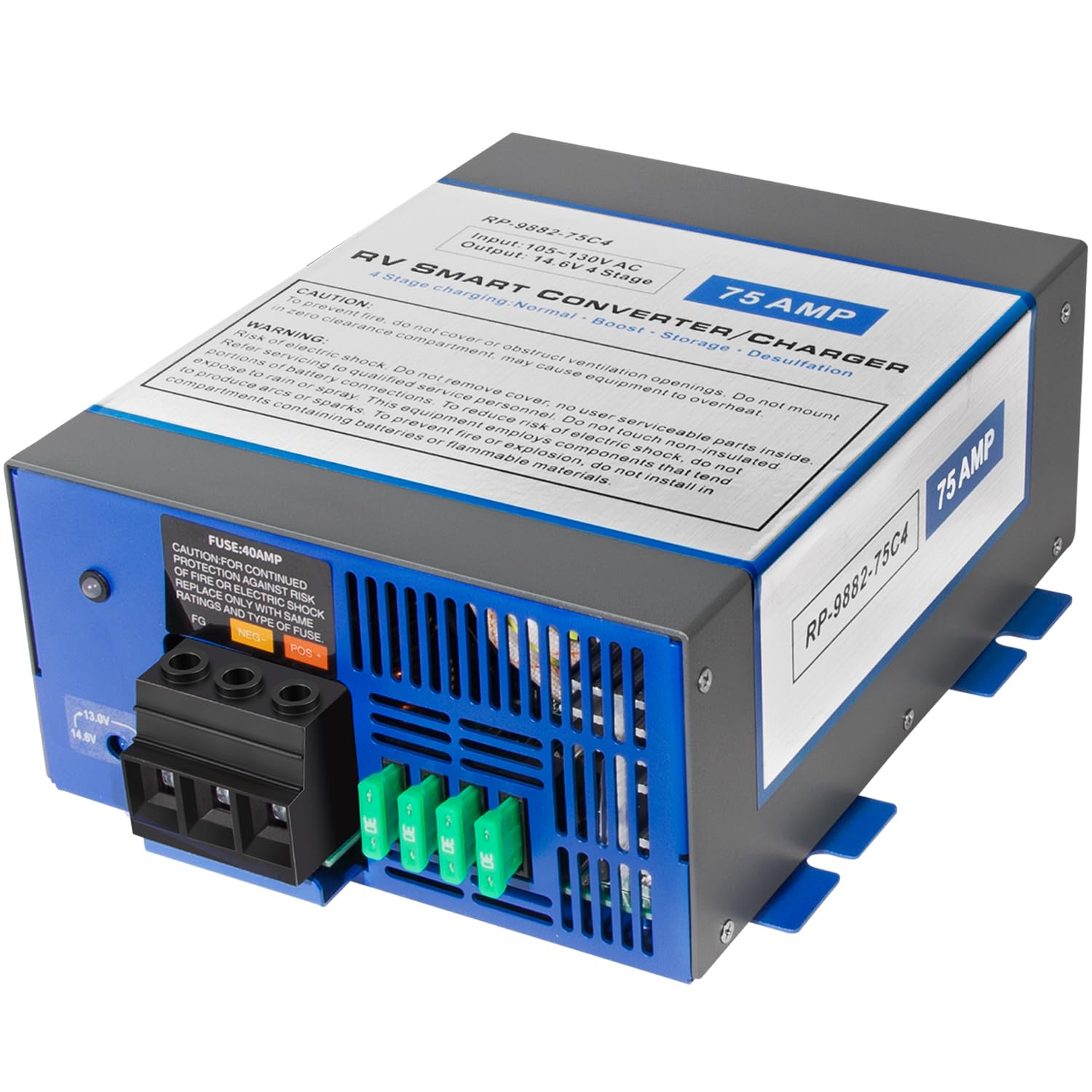 Photo 1 of RV Power Converter 75 Amp for RecPro | Converter & Battery Charger | 4-Stage Smart Charging | 110V/120V AC to 12V DC | 13V to 16.5V Operating Range | Replacement for WFCO WF-9875 & PowerMax PM3 75LK