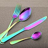 LEKOCH 4-Piece Stainless Steel Flatware Set Including Steak Fork Spoons Knife Tableware (Colorful)