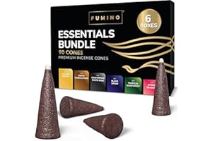 Incense Cones Fumino Fresh Multipack Essentials Bundle 6 Boxes 90 Pieces Masala Agarbatti Joss Fragrance for Relaxation and Meditation, Home and House Decor Scent