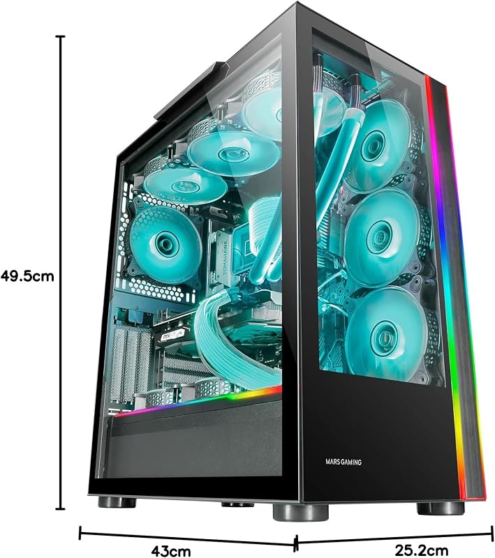 MC-Ultra, Torre de Jogos Custom XXL E-ATX, Fita LED dupla ARGB, Janela de Vidro Dupla Temperada, Estrutura Vertical de Câmara Dupla, Preto