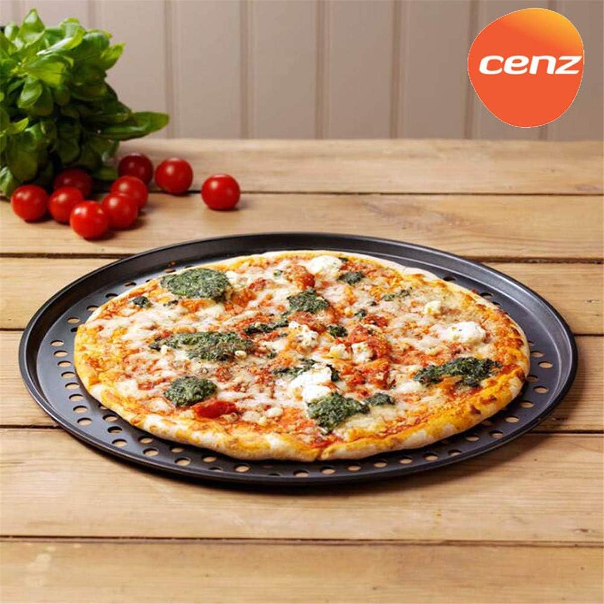 Alices 13 Inch/32CM Nonstick Carbon Steel Pizza Pan, Pizza Tray， Bakeware Perforated Round For Home Kitchen: Kitchen & Dining