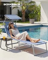 SONGMICS Sun Lounger Folding Chair 193 x 53 x 29 cm Blue GCB192Q01 view 2