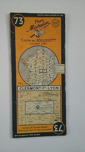 Download Ancienne Carte Michelin n° 73 : Clermont-Ferrand - Lyon. Carte au 200.000e. Numéro blanc dans un cercle bleu. Michelin et Cie, Clermont-Ferrand. 1950. (Carte Michelin, Loire, Puy-de-Dôme, Rhône, Creuse, Allier) PDF