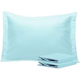 NTBAY Standard Pillow Shams, Set of 2, Microfiber, Light Blue | Brushed Microfiber Shams with 1 Inch Flange and Envelope Closure, 20 x 26 Inches, Pillow Inserts Not Included