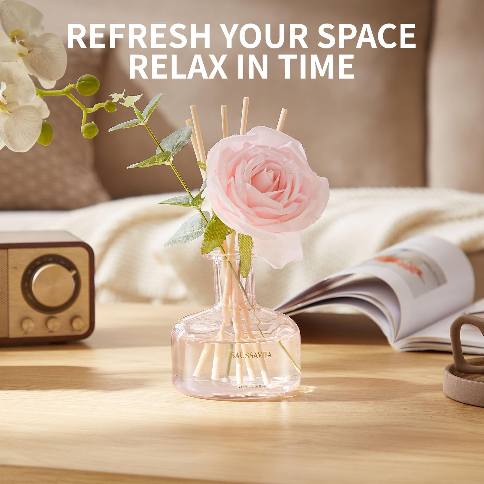 Raumduft Reed Diffuser Rose 210ml,120 Tage langanhaltend 3
