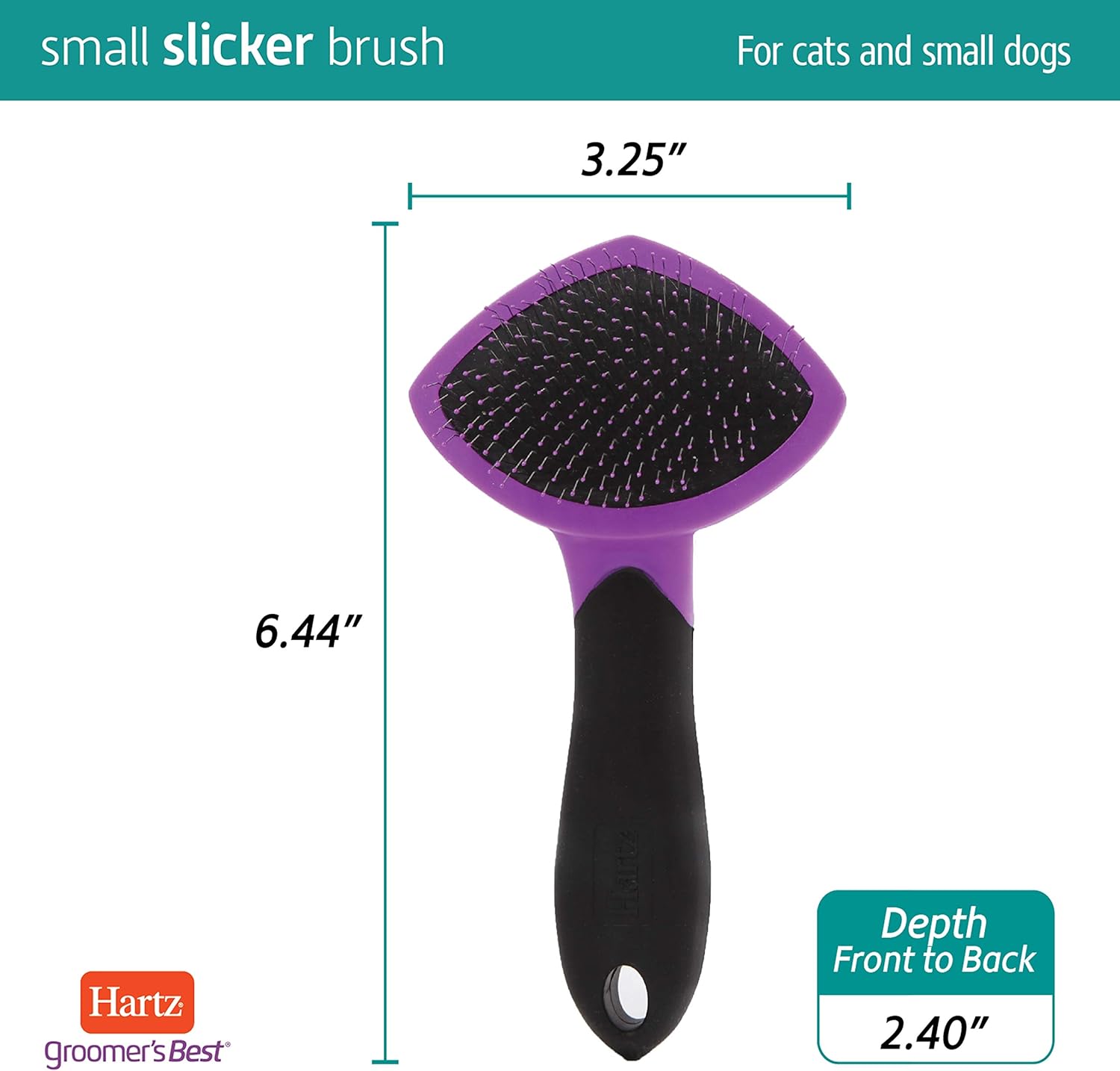 HARTZ, Groomer's Best Small Slicker Brush for Cats and Small Dogs, Black/Violet, 1 Count : Pet Brushes : Pet Supplies