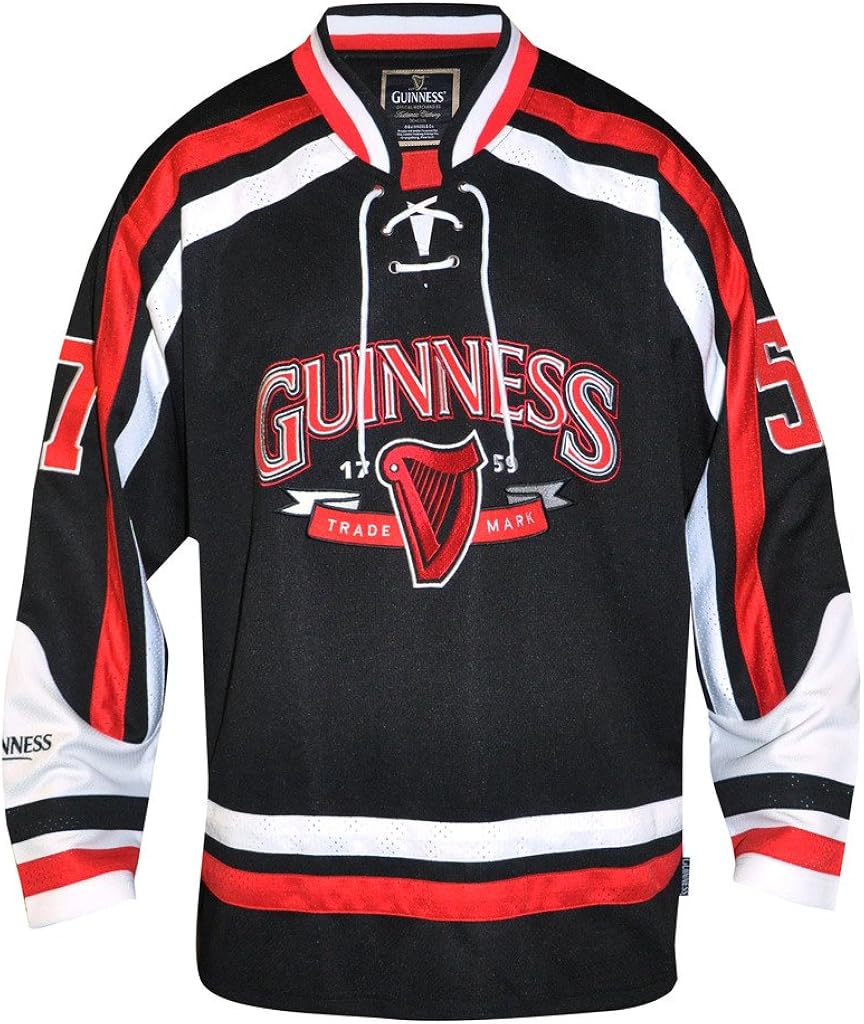 Guinness Red and White String Hockey Jersey Amazon.co.uk Clothing