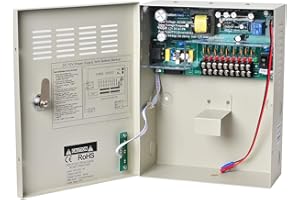 EVERSECU 9 Channel 12V 5Amp DC Metal Boxed Cabinet Regulated UPS Power Supply Unit with Backup Battery Link for Burglar Alarm