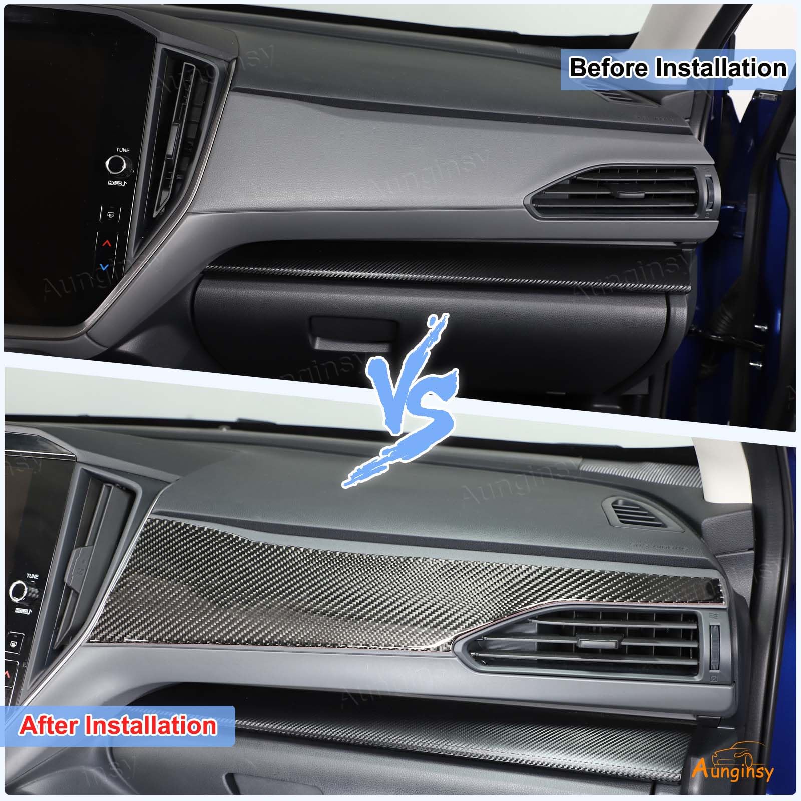 Condition photo showing New/Like New for aunginsy center console dashboard panel trim sticker compatible with subaru crosstrek 2024 2025 car