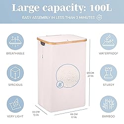 Lonbet - Laundry Hamper with Lid Cover - Sturdy