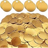Hicarer 500 Pcs Solid Tags for Stamping Round Key Tags Blanks with Hole for Pets Plants Doors Pipe Valves Equipment Tool and Keys Labeling (Brass,1.25 Inch)