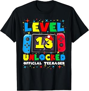 Level 13 Unlocked Gamer 13th Birthday Gift Video Game Boys T-Shirt