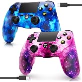 2 Pack Wireless Controller for PS4, Controller for Sony PlayStation 4, Double Shock 6-Axis Motion Sensor, Sensitive Touch Pad, Built-in Speaker &amp; 3.5mm Headset Jack, Compatible with PS4/Pro/Slim