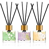 CALMORA Reed Diffuser Gift Set of 3, 50ml Home Fragrance Diffuser with 15 Reeds Sticks | Flameless Lily &amp; Jasmine/Lavender/Fresh Linen Scented Oil for Women, Mom, Housewarming