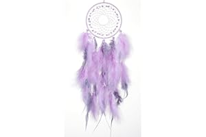 HOLSM-III Large Dream Catchers - Amethyst with Turkey Feather, Handmade Purple Dreamcatcher for Bedroom, Dream Catcher for Girls, Dream Catchers for Boys, Dream Catcher Wall Decor