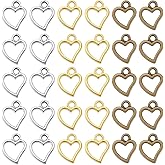 SUNNYCLUE 1 Box 240Pcs 3 Colors Hollow Heart Charms Gold Hearts Charm Bulk Tibetan Metal Silver Antique Bronze Valentine Love Shaped Pendants for Jewelry Making DIY Necklace Earrings Key Chains Crafts