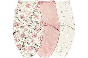 insular Baby Swaddle Wrap, Swaddle Blanket for Newborn and Infant, Adjustable Velcro Swaddling Set for Boy and Girl, Soft Cotton Baby Sleep Sack 3 Pack, Floral, Small(0-3 Month)