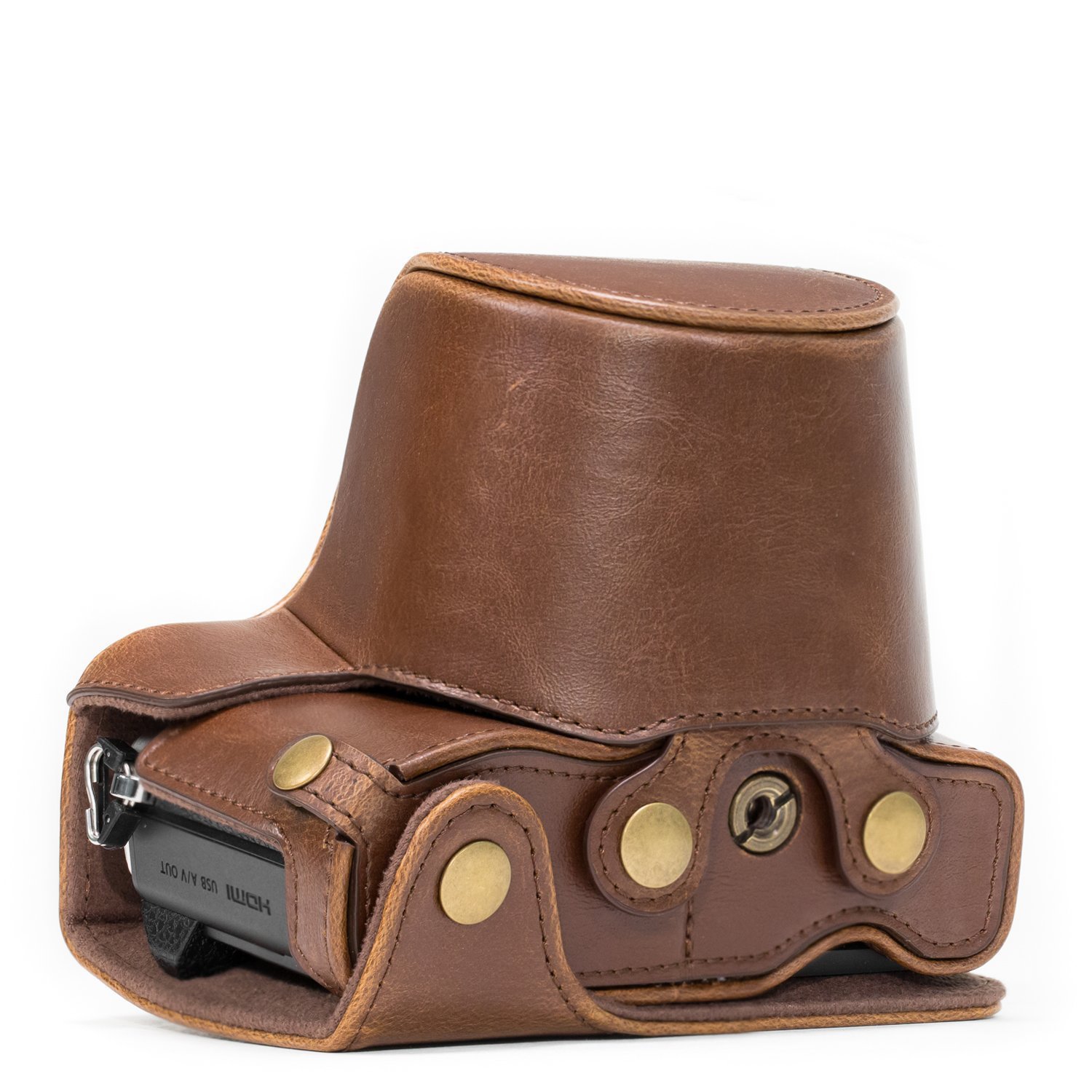 MegaGear MG638 Olympus OM-D E-M10 Mark II, E-M10 (14-42mm) Ever Ready Leather Camera Case and Strap - Dark Brown