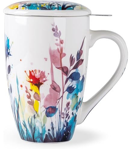 Amazon.com: AmorArc Porcelain Tea Mug with Infuser and Lids, 18 Oz