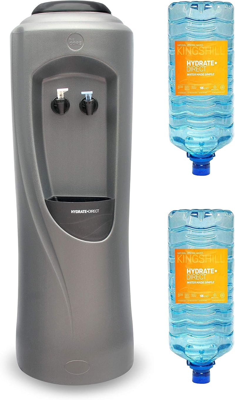 Hydrate Direct Core Water Cooler Package 1 Grey Silver 15L Bottles