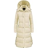 Chrisuno Women's Long Winter Coat Warm Windproof Quilted Puffer Jacket Thicken Puffy Parka With Hood