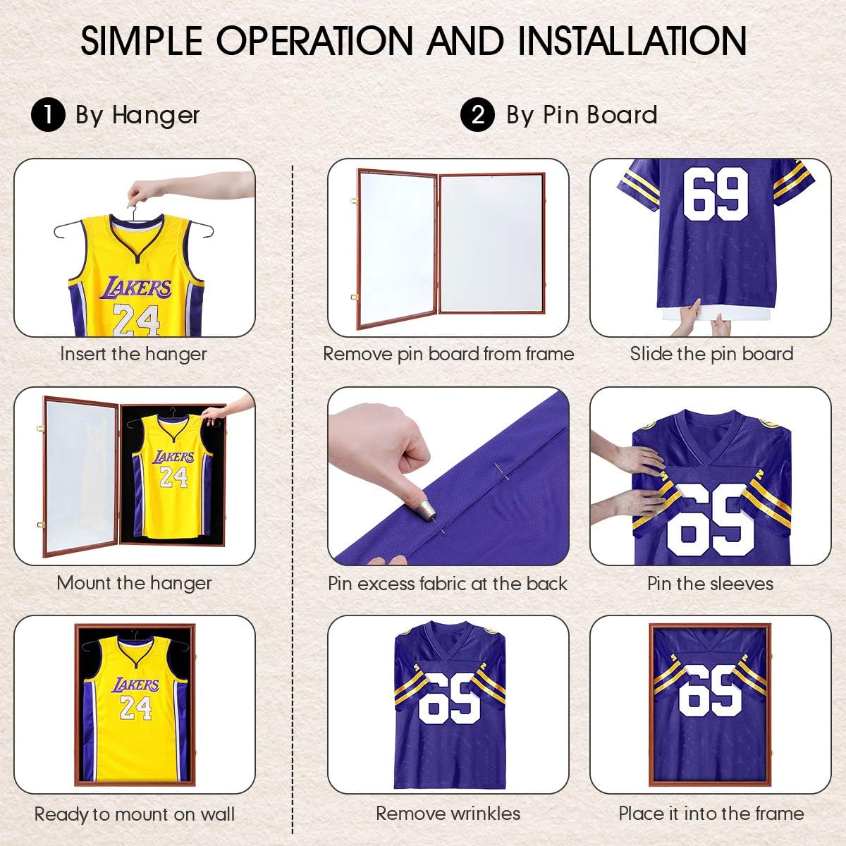 PROALLER Jersey Frame Display Case with Hanger, 98% UV Acrylic Protection Large Lockable Sport Shadowbox Baseball/Football/Basketball/Soccer/Hockey Sports Display Case, Mahogany : Sports & Outdoors
