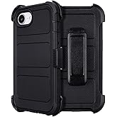 for Defender iPhone 16e Case with Belt Clip,Holster for 16e Phone Case with Kickstand,for Heavy Duty iPhone16e PhoneCase Rugged 2 Layers of Sturdy,Anti-Drop for iPhone 16 e Cases Protective(Black)