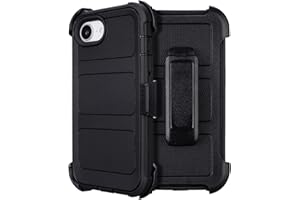 SAIBORO for Defender iPhone 16e Case with Belt Clip,Holster for 16e Phone Case with Kickstand,for Heavy Duty iPhone16e PhoneCase Rugged 2 Layers of Sturdy,Anti-Drop for iPhone 16 e Cases Protective(Black)