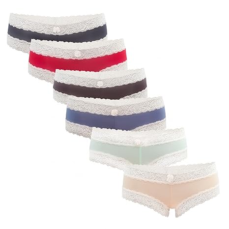 Fabio Farini 6er-Pack Pantys Pants für Damen mit Spitze, in verschiedenen Farbsets