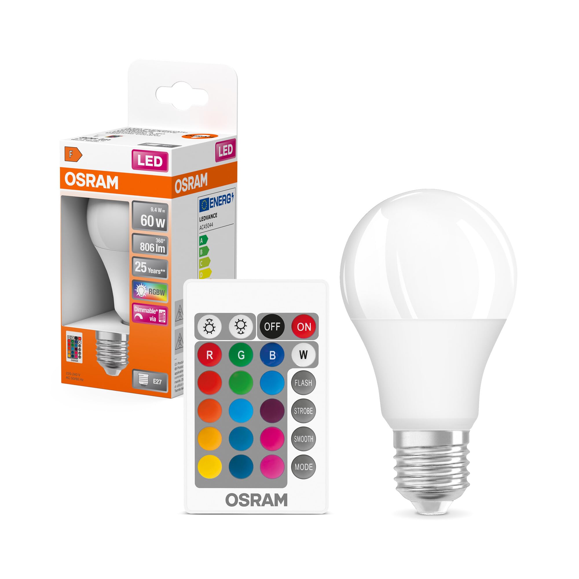 OSRAM LED lamp | Base: E27 | Warm White | 2700 K | 9 W | Replacement for 60W | Frosted | LED Star Motion Sensor Classic A