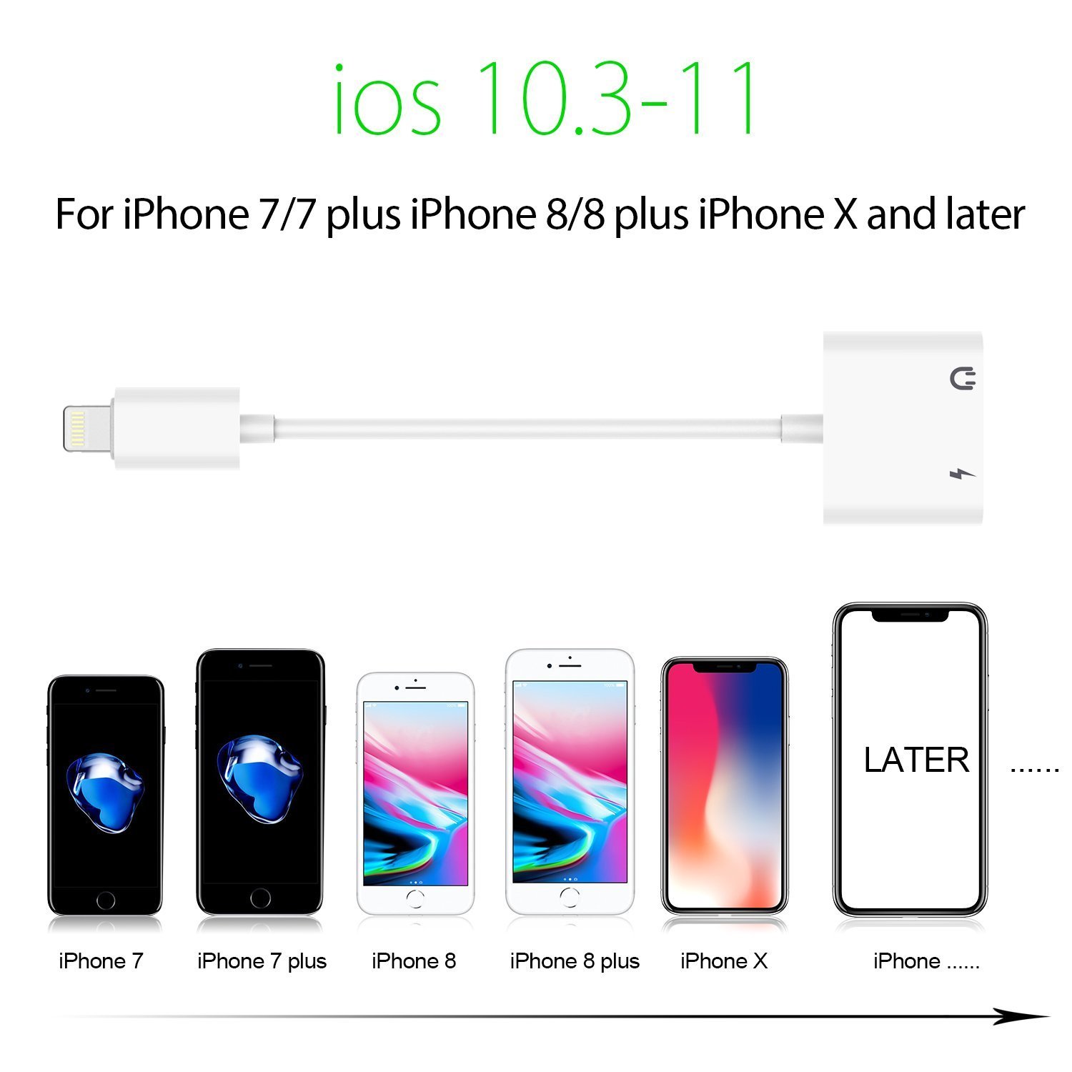 ebasy Lighting to 3.5mm Aux Headphone Jack Audio Adapter and Charger Compatible Phone 7/8 / X / 7 Plus / 8 Plus/XS / XS Max/XR (White) ebasy Lighting to 3.5mm Aux Headphone Jack Audio Adapter and Charger Compatible Phone 7/8 / X / 7 Plus / 8 Plus/XS / XS Max/XR (White)
