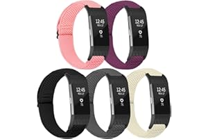 TumpCez Elastic Bands Compatible with Fitbit Charge 2 Band, Adjustable Stretchy Soft Nylon Solo Loop Replacement Strap for Fitbit Charge 2 Women Men