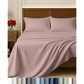 California Design Den 100% Egyptian Cotton Queen Bed Sheet Set, Dusty Rose | Backed by Good Housekeeping Seal, Light &amp; Airy Soft Sateen, 16" Deep Pocket, All-Around Elastic, Durable, Easy Care 4pc Set