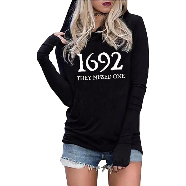 Funny Halloween Shirt - '1692 They Missed One' Graphic Long Sleeve Sweatshirt For Women
