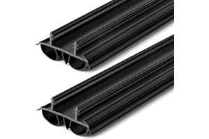Pushglossy 36" Double Bubble Kerf Door Sweep 1-3/4" Wide Vinyl Weatherstrip Seal for Exterior Doors, Energy Efficient Draft Stopper, Easy Slide in Installation, Blocks Dust/Insects/Noise(2 Pcs,Black)