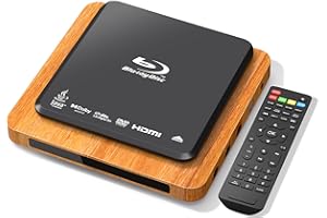 J RIHZ Blu Ray Player, 1080p Full HD Dolby Surround Sound A 1 Blu-Ray All Region DVD Player, HDMI/USB/AV Connection Blue Ray Disc Player for TV/RV/Home Theater/Car (Mid-Century Modern Design)