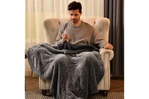 Bearhug Electric Throw Blanket 50" x 60", Reversible Velvet & Sherpa Heated Throw, 6 Heating Levels & 4H Auto Off, Over-Heat Protect, ETL Certification, Machine Washable